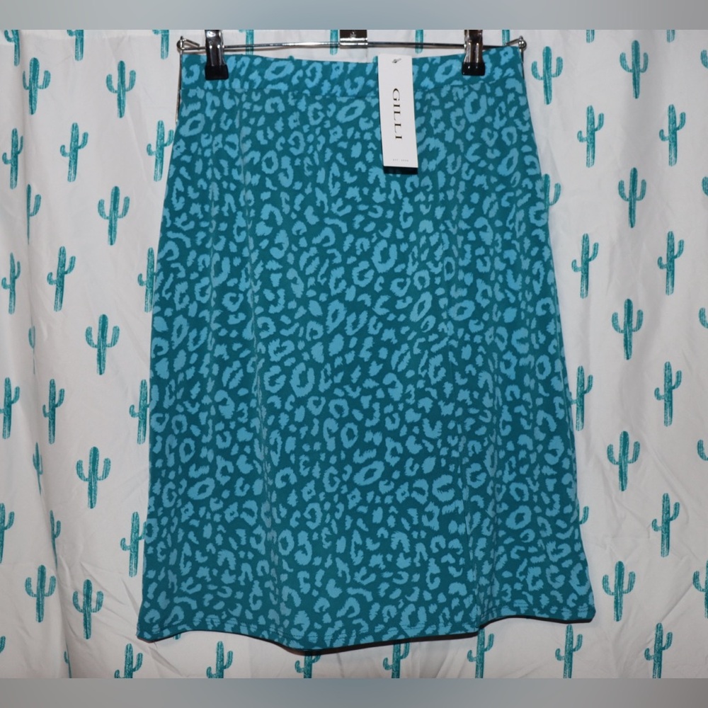 Blue leopard mini skirt pencil style